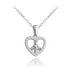 MINET Stříbrný náhrdelník MADONA s bílými zirkony
