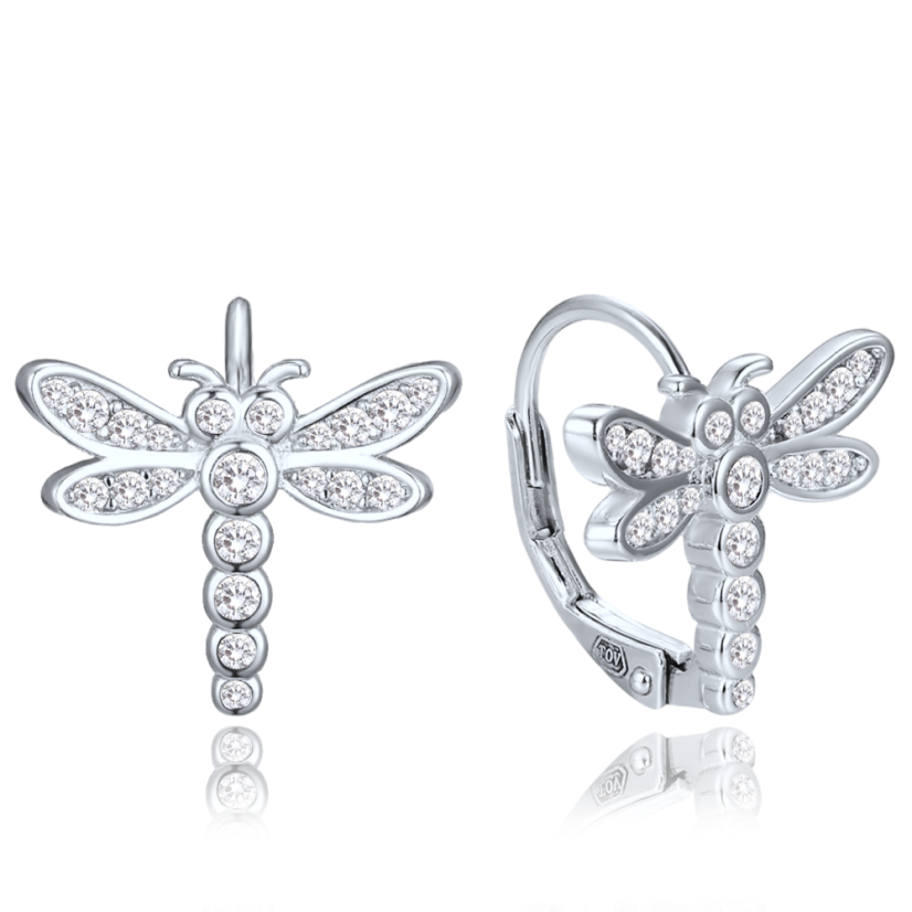 MINET Detský strieborný náhrdelník vážka so zirkónmi