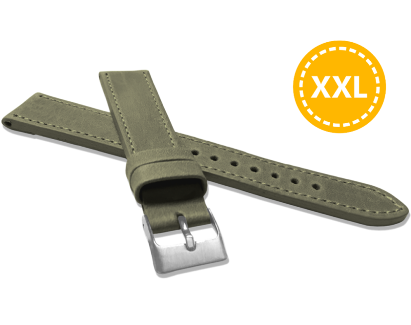 XXL Prodloužený prošitý olivově zelený řemínek LAVVU SPORT z luxusní kůže Top Grain - 20 XXL LSAXG20 XXL Prodloužený prošitý olivově zelený řemínek LAVVU SPORT z luxusní kůže Top Grain - 20 XXL LSAXG20