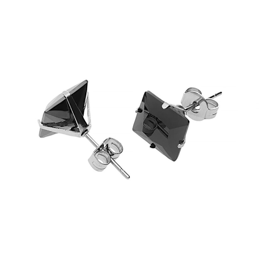 Nerezové náušnice 5634-9 - striebornočiernej farby - SER.5634..9mm