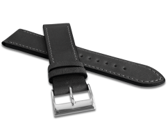 LAVVU Tmavosivý prešitý remienok Slim z luxusnej kože Top Grain - 24
