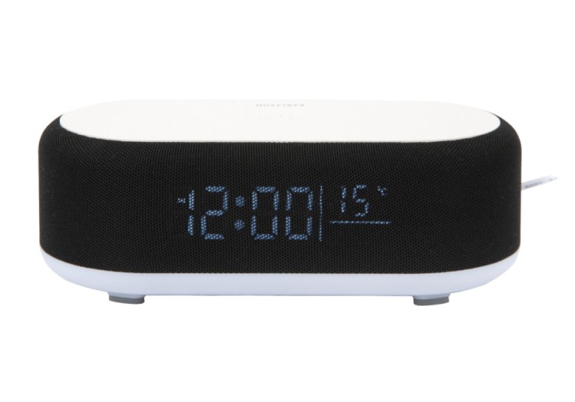 Stolové hodiny s budíkom, nabíjačkou smartfónov a Bluetooth reproduktorom 6033BK Karlsson 20cm