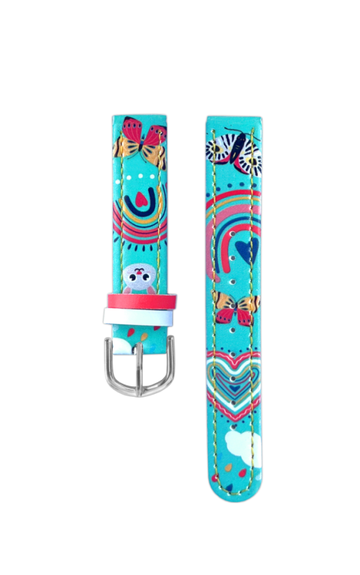 CLOCKKODIEL Tyrkysový remienok s motýľmi k detským hodinkám CLOCKKODIEL Tyrkysový remienok s motýľmi k detským hodinkám