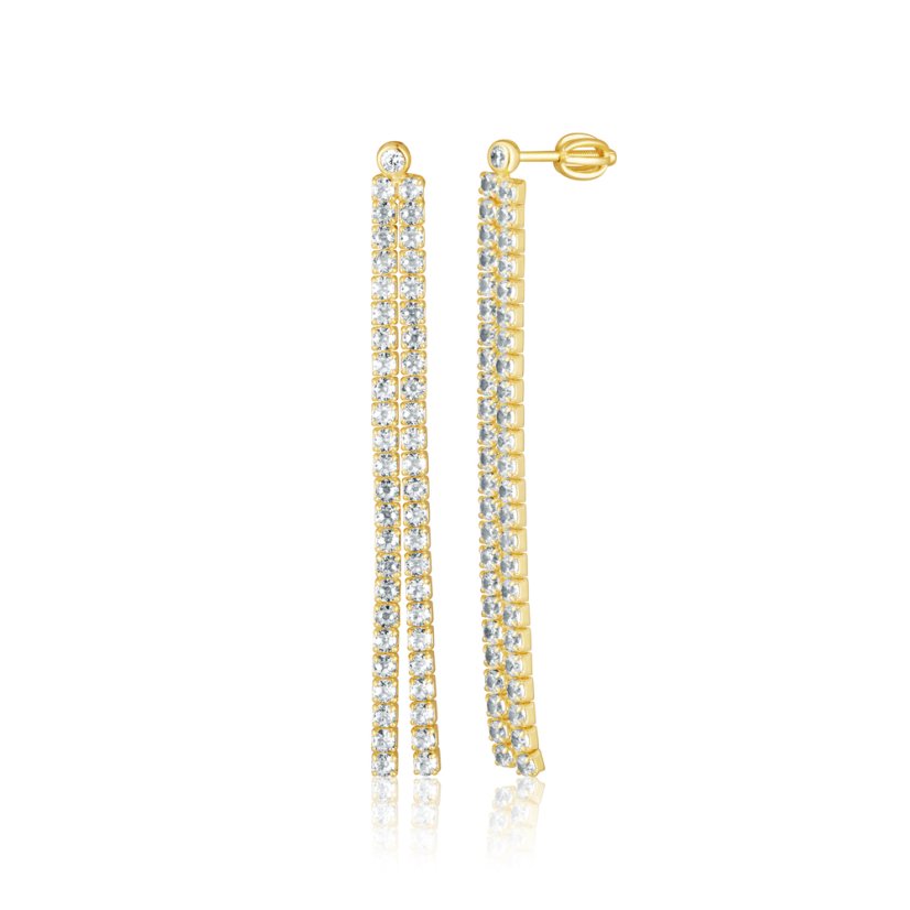 Pozlátené strieborné visiace náušnice so zirkónmi JVD SVLE0961SH2GOSR