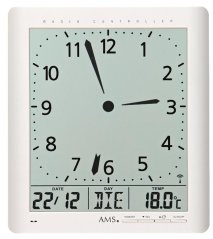 Digitální nástěnné i stolní hodiny 5896 AMS řízené rádiovým signálem 24cm