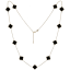 MINET Pozlátený strieborný náhrdelník štvorlístky s onyxom Ag 925/1000 12,90g