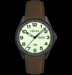 LAVVU Ocelové pánské hodinky BERGEN White / Top Grain Leather se svítícím číselníkem