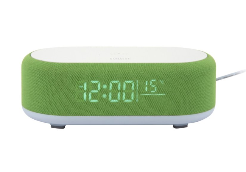 Stolové hodiny s budíkom, nabíjačkou smartfónov a Bluetooth reproduktorom 6033BG Karlsson 20cm
