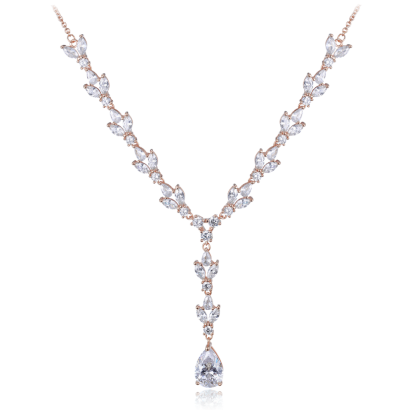 MINET Luxusní rose gold stříbrný náhrdelník se zirkony Ag 925/1000 16,35g MINET Luxusní rose gold stříbrný náhrdelník se zirkony Ag 925/1000 16,35g