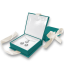 MINET Zelená magnetická krabička na šperky s béžovou stuhou - 8 x 8 x 2,5 cm