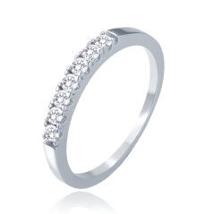 MINET Elegantní stříbrný prsten s bílými zirkony vel. 48
