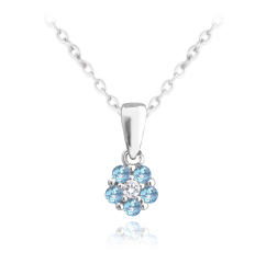 MINET Strieborný náhrdelník KYTIČKA so svetlo modrými zirkónmi