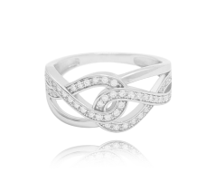 Strieborný prsteň MINET s bielymi zirkónmi veľ. 62
