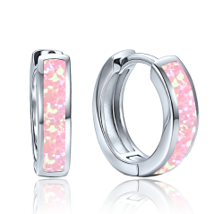 MINET Elegantné strieborné náušnice s ružovým opálom