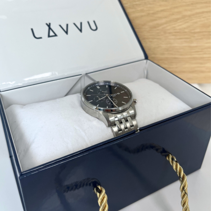 LAVVU Pánské hodinky YSTAD Chronograph Black s vodotěsností 100M