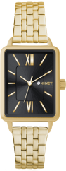 MINET Zlato-černé dámské hodinky SIENA se zlatým ocelovým řemínkem