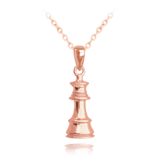 MINET Rose gold strieborný náhrdelník ŠACHY - KRÁĽOVNÁ