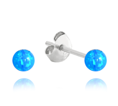 MINET Strieborné náušnice GULIČKY so svetlo modrými opálkami