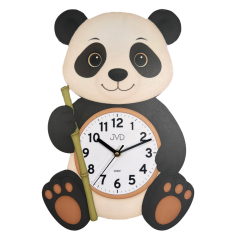 Dětské dřevěné nástěnné hodiny s tichým chodem s motivem pandy JVD HJ113
