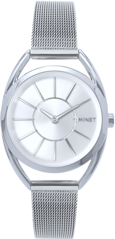 MINET Stříbrné dámské hodinky ICON SILVER s ocelovým řemínkem