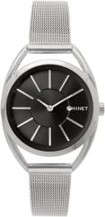 MINET Stříbrno-černé dámské hodinky ICON SILVER BLACK MESH