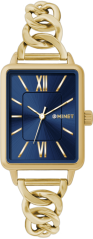 MINET Zlato-modré dámské hodinky SIENA se zlatým ocelovým řemínkem