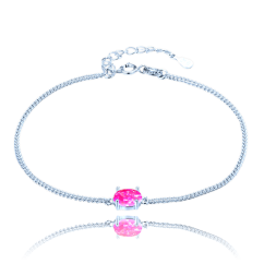 MINET Strieborný náramok s ružovým opálkom