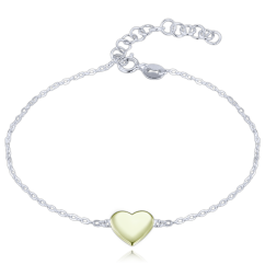 MINET Stříbrný náramek s pozlacenými srdíčky a stahovacím zapínáním
