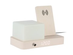 Digitálne stolné hodiny 6079WH Karlsson s lampou a nabíjačkou smartfónov 20cm