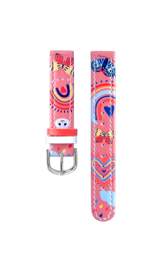 CLOCKODILE Růžový řemínek s motýly k dětským hodinkám