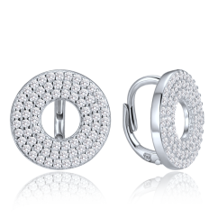 MINET Luxusné kruhové strieborné náušnice s bielymi zirkónmi
