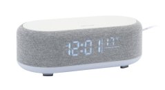 Stolové hodiny s budíkom, nabíjačkou smartfónov a Bluetooth reproduktorom 6033GY Karlsson 20cm