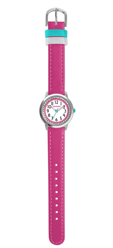 Tmavo ružové trblietavé dievčenské hodinky so kamienkami CLOCKODILE SPARKLE CWG5093