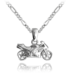 MINET Stříbrný náhrdelník motorka