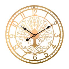 Velké designové kovové nástěnné hodiny s tichým chodem MPM Tree of life - zlaté - E04.5457.80