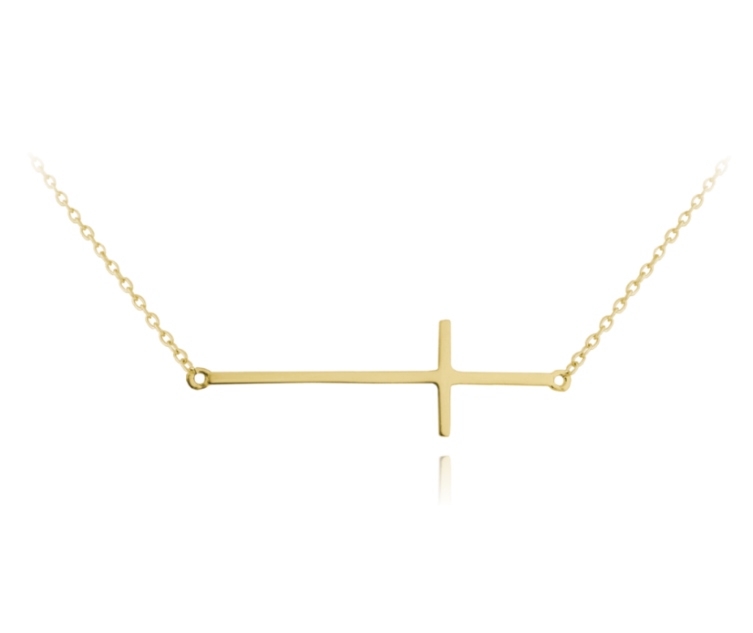 MINET Pozlátený strieborný náhrdelník KRÍŽ ležatý