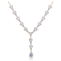 MINET Luxusný pozlátený strieborný náhrdelník so zirkónmi Ag 925/1000 16,05g