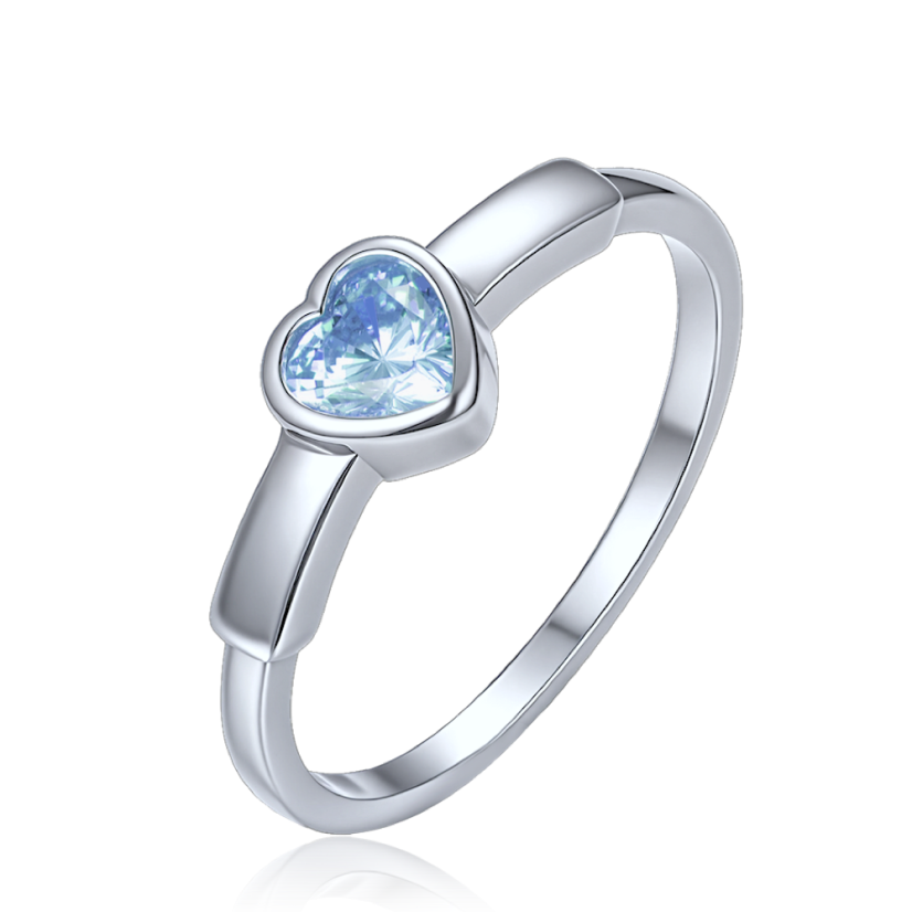MINET Decentní stříbrný prsten srdce se světle modrým zirkonem vel. 56 MINET Decentní stříbrný prsten srdce se světle modrým zirkonem vel. 56