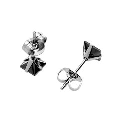 Nerezové náušnice 5634-4 - stříbrnočerné barvy - SER.5634..4mm