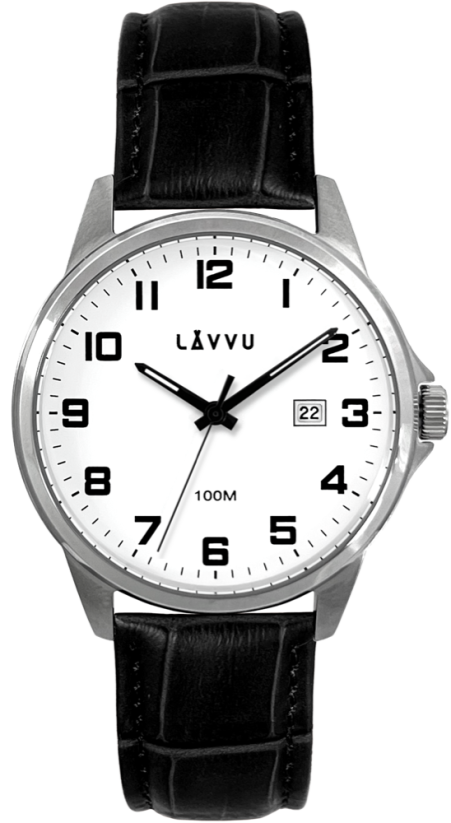 LAVVU Stříbrno-černé pánské hodinky ÖREBRO