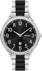 MINET Strieborno-čierne dámske hodinky AVENUE s číslami