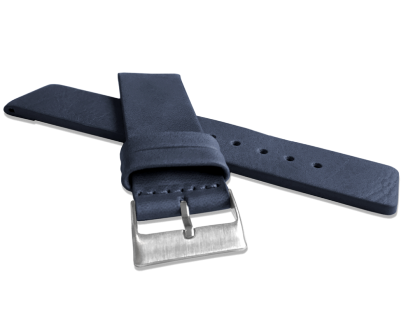 LAVVU Modrý hladký remienok PLAIN z luxusnej kože Top Grain - 24