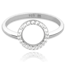 MINET Stříbrný prsten KROUŽEK s bílými zirkony vel. 61