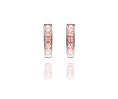 MINET Třpytivé stříbrné náušnice s velkými růžovými zirkony