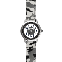 Svietiace šedé chlapčenské hodinky CLOCKODILE ARMY s maskáčovým vzorom CWB0032