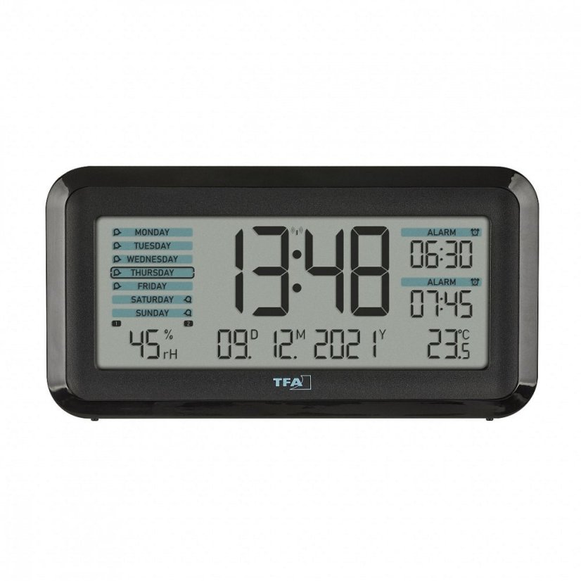 TFA 60.2562.01.GB - Rádiem řízený digitální budík BOXX2 s automatickým podsvícením