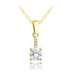 MINET Pozlacený elegantní stříbrný náhrdelník s bílým zirkonem