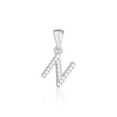 Strieborný prívesok so zirkónmi písmeno N JVD SVLP0948XH2BI0