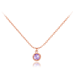 MINET Decentní zlatý rose gold náhrdelník s fialovým zirkonem Au 585/1000 1,60g