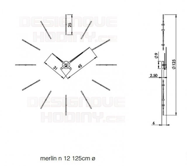 Designové nástěnné hodiny Nomon Merlin Walnut 125cm